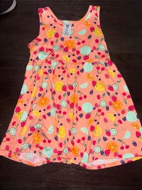 Girls' Peach Fruit-Print Tank Dress - Cute Summer Dress